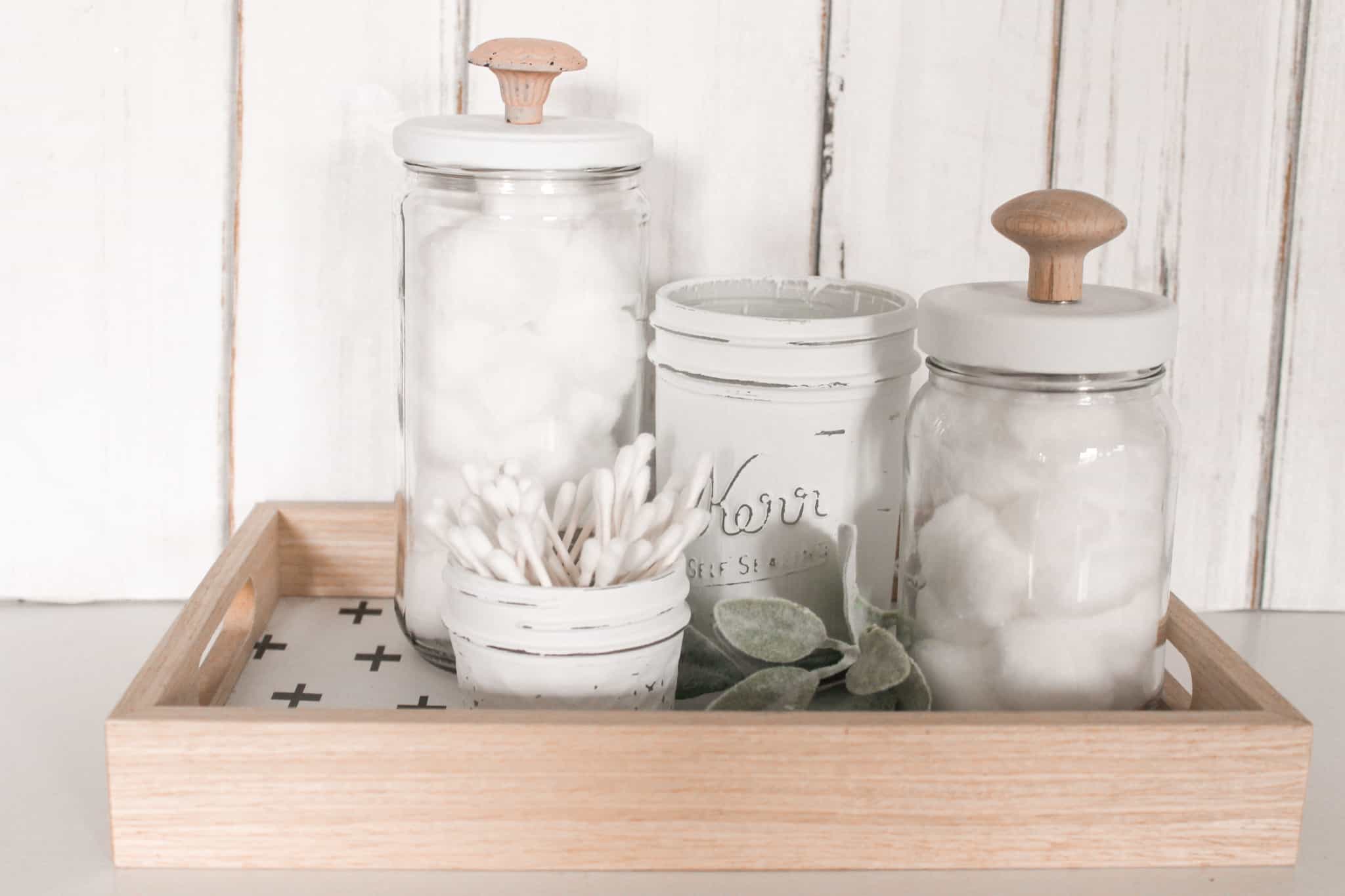 Easy DIY: Upcycled Glass Jars for Bathroom Storage - Her Happy Home