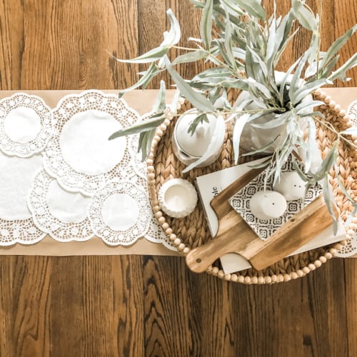 diy paper doily table runner